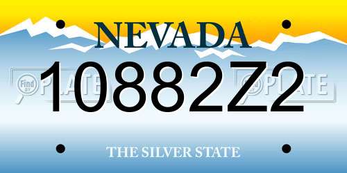 10882Z2 Nevada License Plate