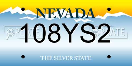 108YS2 Nevada License Plate