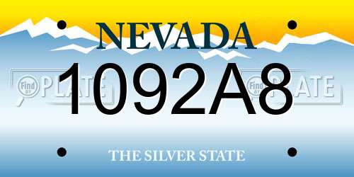 1092A8 Nevada License Plate