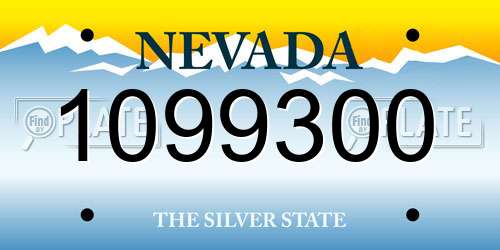 1099300 Nevada License Plate