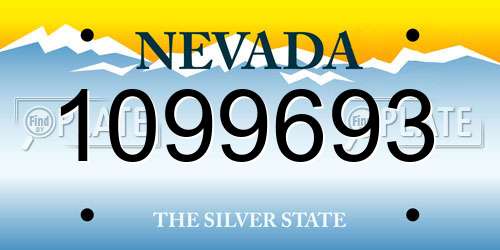1099693 Nevada License Plate