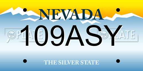 109ASY Nevada License Plate