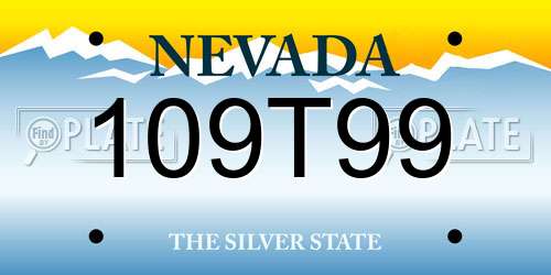 109T99 Nevada License Plate