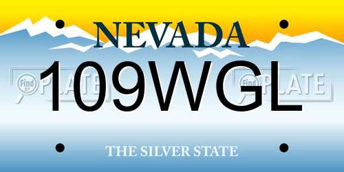 109WGL Nevada License Plate