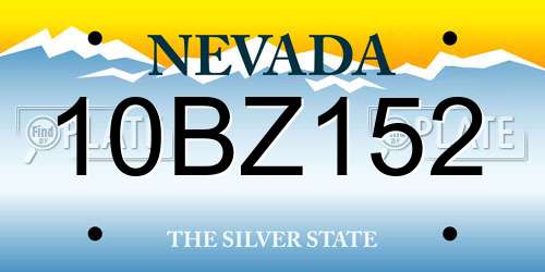 10BZ152 Nevada License Plate