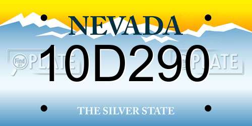 10D290 Nevada License Plate