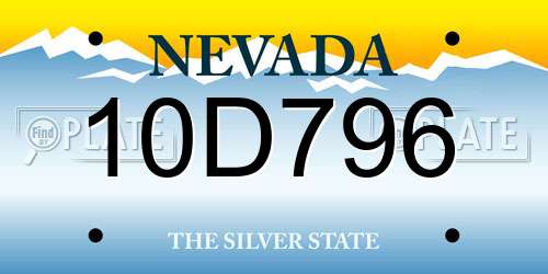 10D796 Nevada License Plate