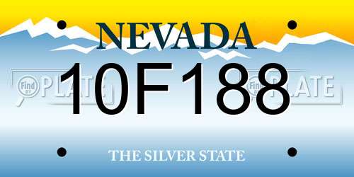 10F188 Nevada License Plate