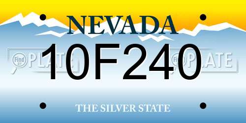 10F240 Nevada License Plate