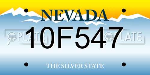 10F547 Nevada License Plate