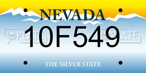 10F549 Nevada License Plate