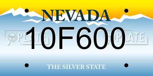 10F600 Nevada License Plate