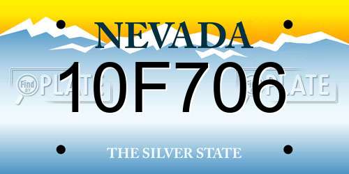 10F706 Nevada License Plate