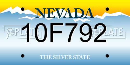 10F792 Nevada License Plate