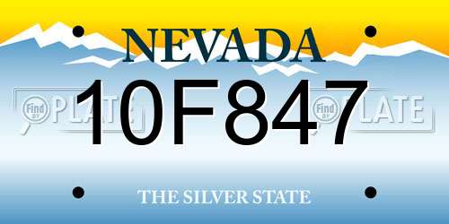 10F847 Nevada License Plate