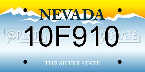 10F910 Nevada License Plate