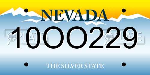 10OO229 Nevada License Plate