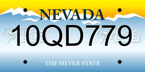 10QD779 Nevada License Plate