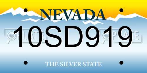 10SD919 Nevada License Plate