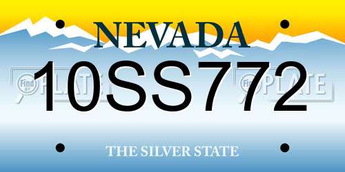 10SS772 Nevada License Plate