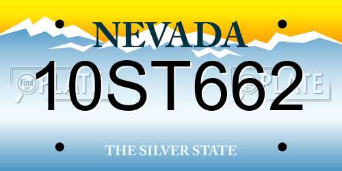 10ST662 Nevada License Plate