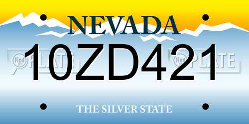 10ZD421 Nevada License Plate