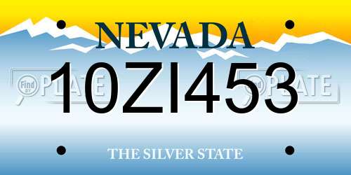 10ZI453 Nevada License Plate
