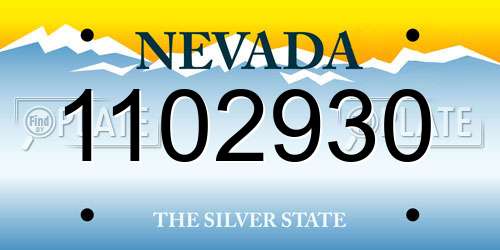 1102930 Nevada License Plate