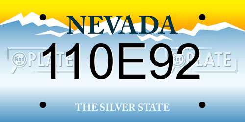 110E92 Nevada License Plate