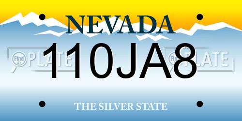 110JA8 Nevada License Plate
