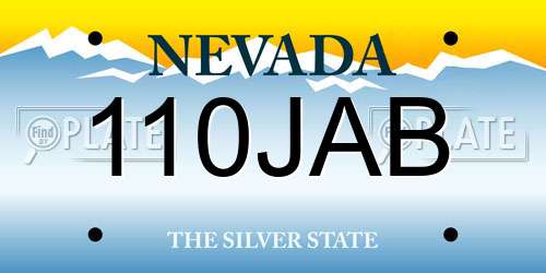 110JAB Nevada License Plate
