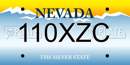 110XZC Nevada License Plate