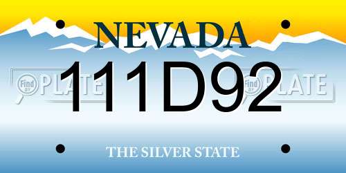 111D92 Nevada License Plate