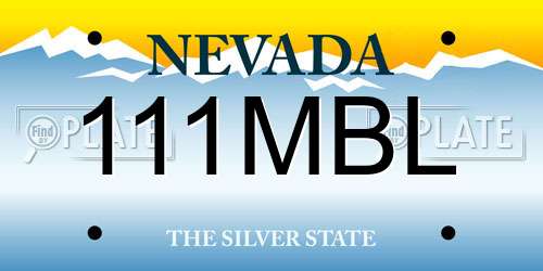 111MBL Nevada License Plate