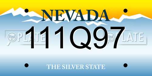 111Q97 Nevada License Plate