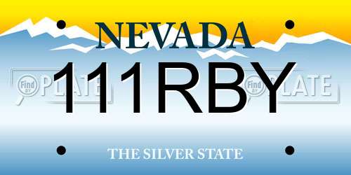 111RBY Nevada License Plate