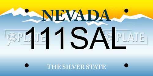 111SAL Nevada License Plate