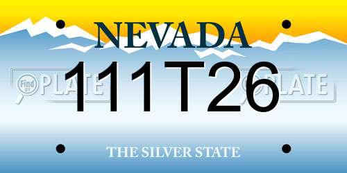 111T26 Nevada License Plate