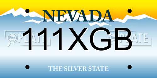 111XGB Nevada License Plate