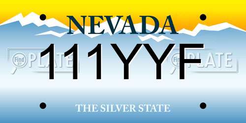 111YYF Nevada License Plate