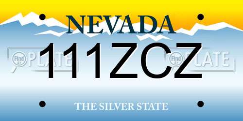 111ZCZ Nevada License Plate