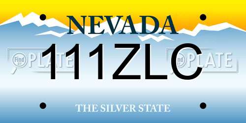 111ZLC Nevada License Plate