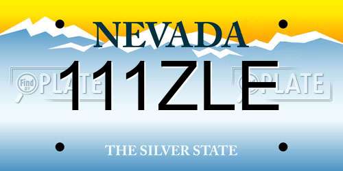 111ZLE Nevada License Plate