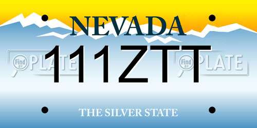 111ZTT Nevada License Plate