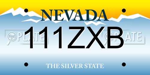 111ZXB Nevada License Plate