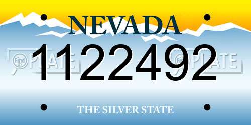 1122492 Nevada License Plate