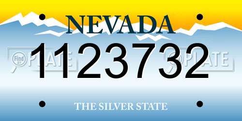 1123732 Nevada License Plate