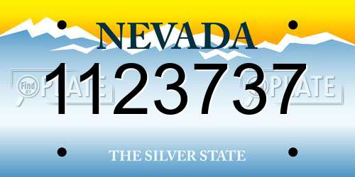 1123737 Nevada License Plate