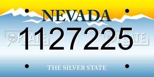 1127225 Nevada License Plate