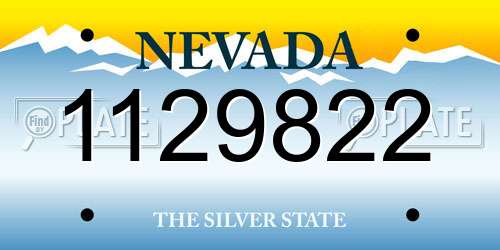 1129822 Nevada License Plate